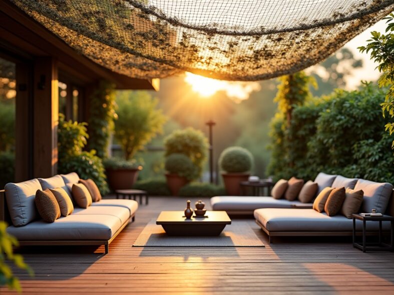 Sélectionner le filet de camouflage idéal pour une terrasse ombragée et élégante