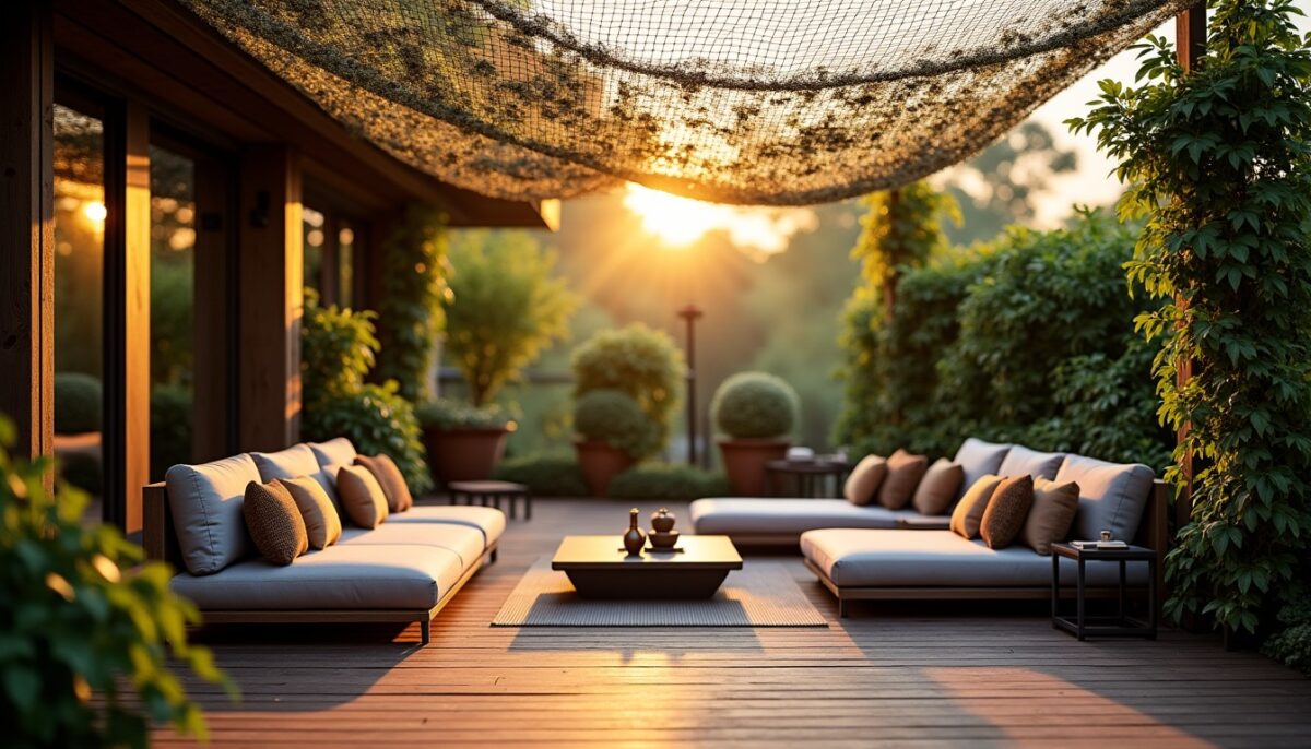 Sélectionner le filet de camouflage idéal pour une terrasse ombragée et élégante